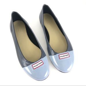Hunter Ice Blue Jelly Ballet Rain Flats